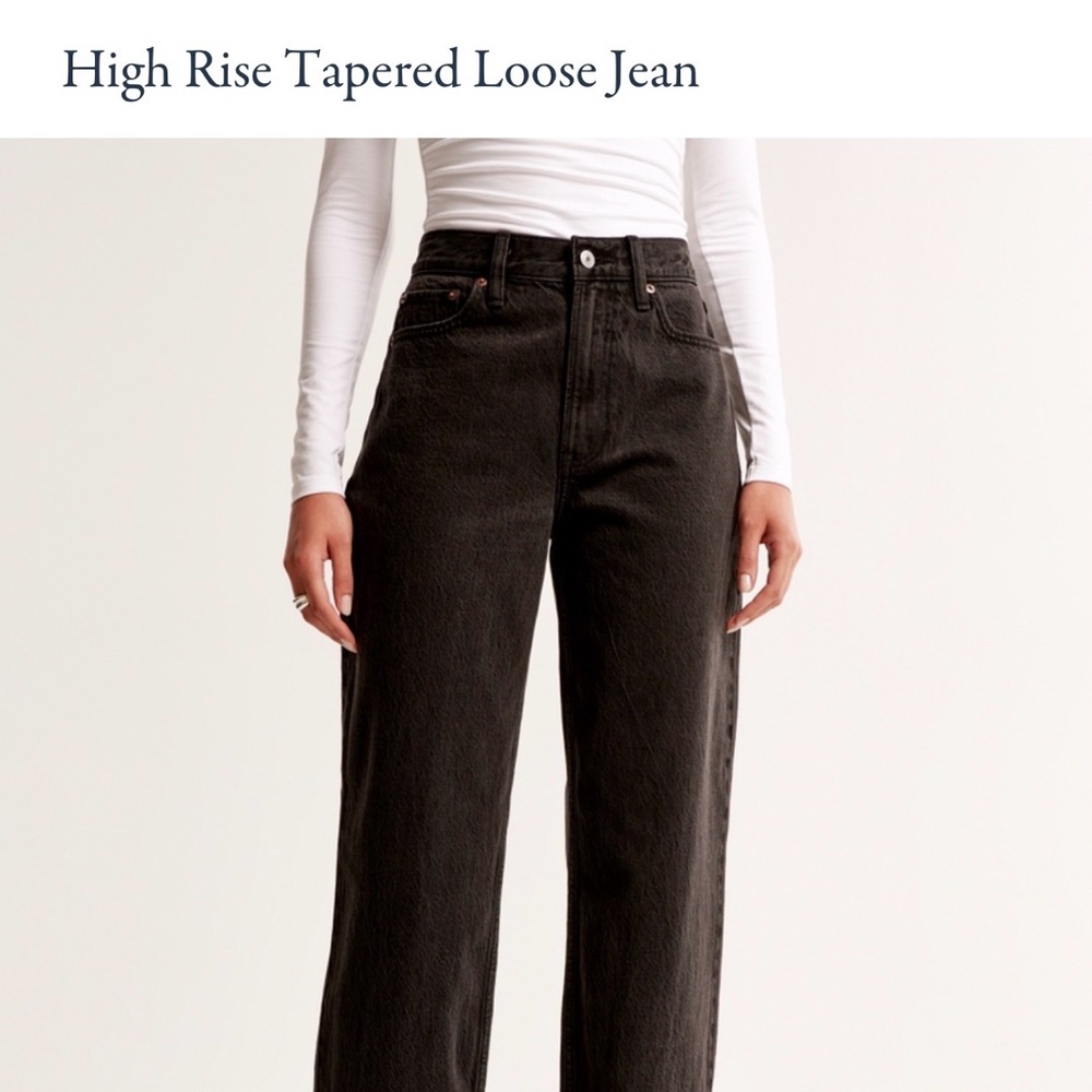 CURVE LOVE Abercrombie & Fitch Black High Rise Tapered Loose Jeans - 27 Short